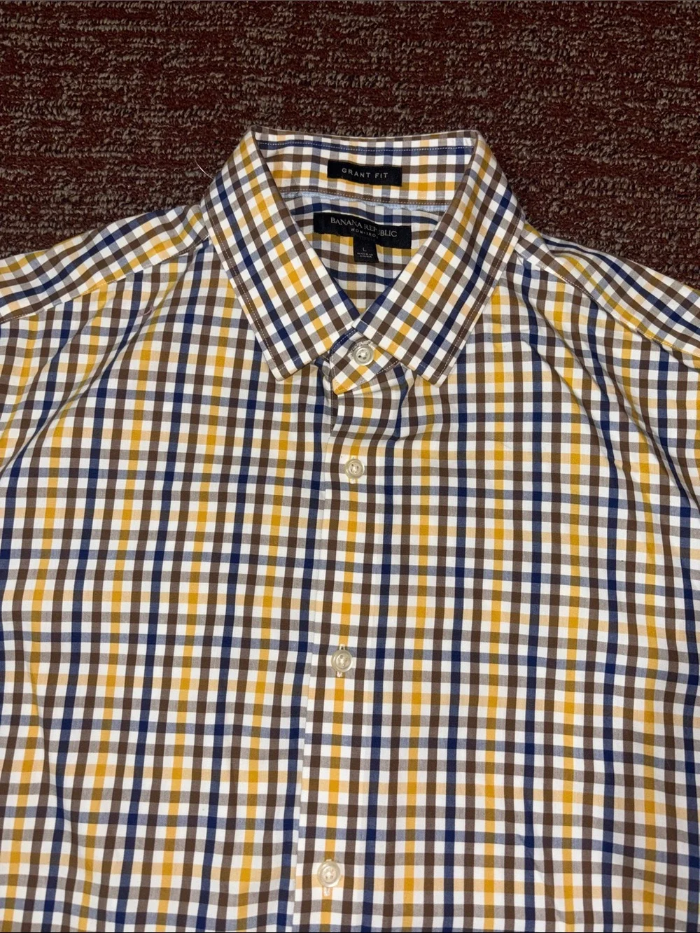 Banana Republic plaid button down dress shirt grant fit long sleeve large